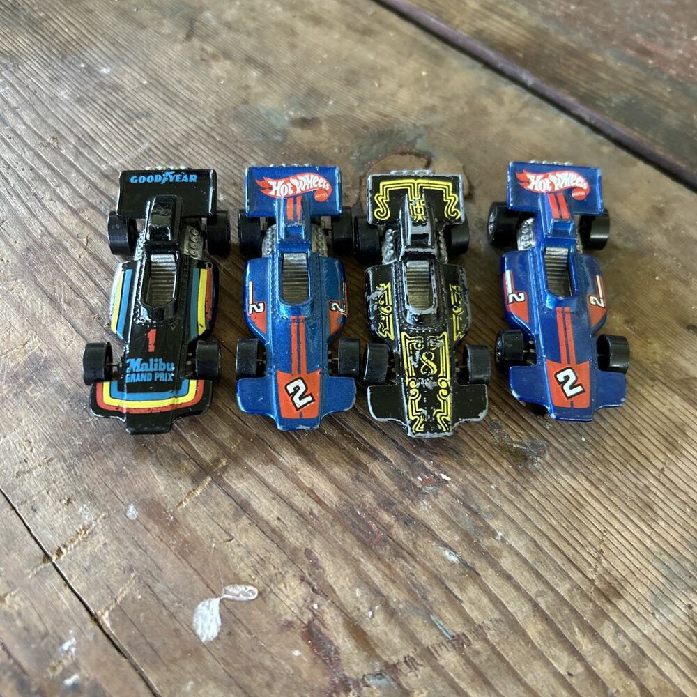 Vintage Hot Wheels Malibu Grand Prix Formula 1 Race Car LOT 4 Variations